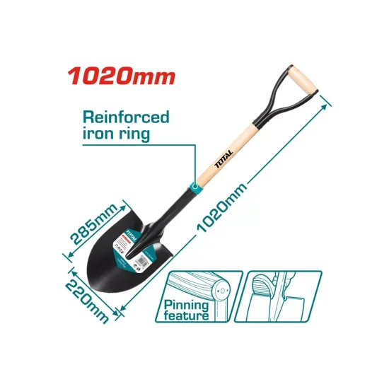 Steel shovel with wooden handle 1020mm Steel shovel with wooden handle 1020mm