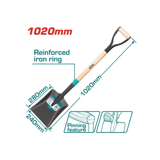 Steel shovel with wooden handle 1020mm Steel shovel with wooden handle 1020mm