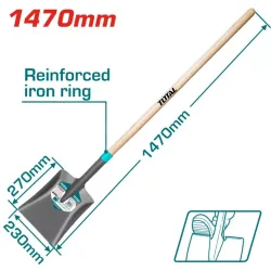 Steel shovel with wooden handle 1470mm
