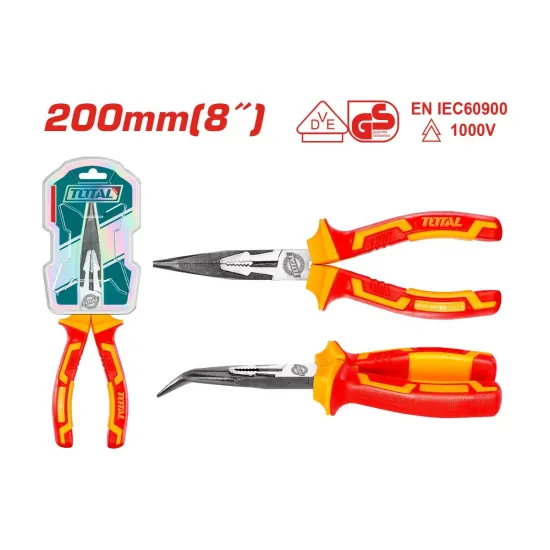 Long Nose Pliers Curved Dielectric 1000V 200mm Long Nose Pliers Curved Dielectric 1000V 200mm