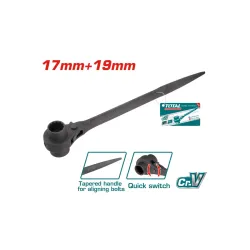 Double side ratchet wrench 17x19 mm