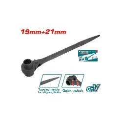 Double side ratchet wrench 19x21 mm