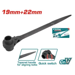 Double side ratchet wrench 19x22 mm