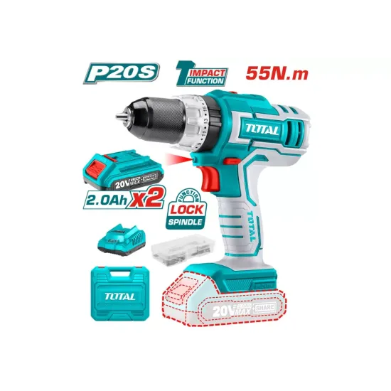 Cordless Impact Drill- Screwdriver / 20V / 2A / 55Nm /+1 Battery / INDUSTRIAL Cordless Impact Drill- Screwdriver / 20V / 2A / 55Nm /+1 Battery / INDUSTRIAL