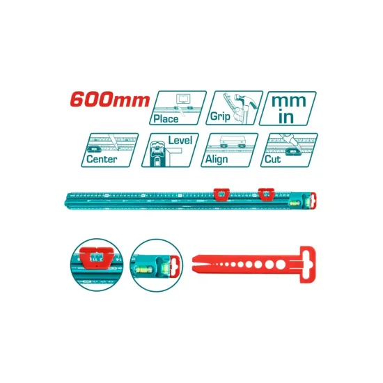 Aluminum ruler with level 60 cm Aluminum ruler with level 60 cm