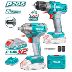Combined drill and screwdriver set with 20 V battery
