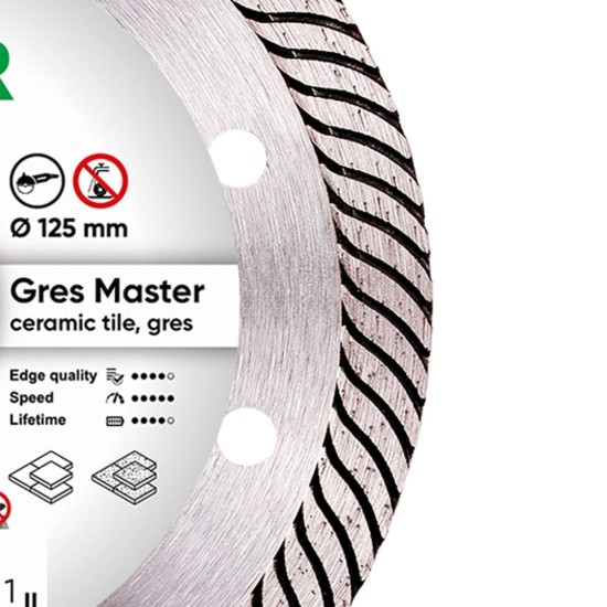 Diamond cutting disc 1A1R Gres Master 125x22.22x10x1.4mm Diamond cutting disc 1A1R Gres Master 125x22.22x10x1.4mm