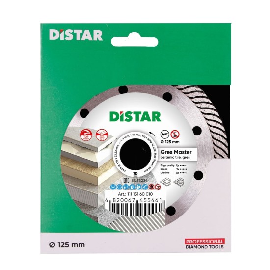 Diamond cutting disc 1A1R Gres Master 125x22.22x10x1.4mm Diamond cutting disc 1A1R Gres Master 125x22.22x10x1.4mm
