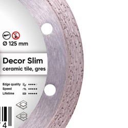 Diamond cutting disc 1A1R 125x22.22x10x1.2mm  Decor Slim