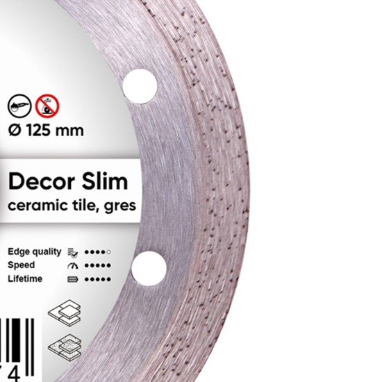 Diamond cutting disc 1A1R 125x22.22x10x1.2mm Decor Slim Diamond cutting disc 1A1R 125x22.22x10x1.2mm Decor Slim