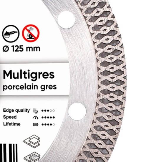 Diamond cutting disc 1A1R 125 Multigres 125x22.22x1.4 - 10x1.6mm Diamond cutting disc 1A1R 125 Multigres 125x22.22x1.4 - 10x1.6mm