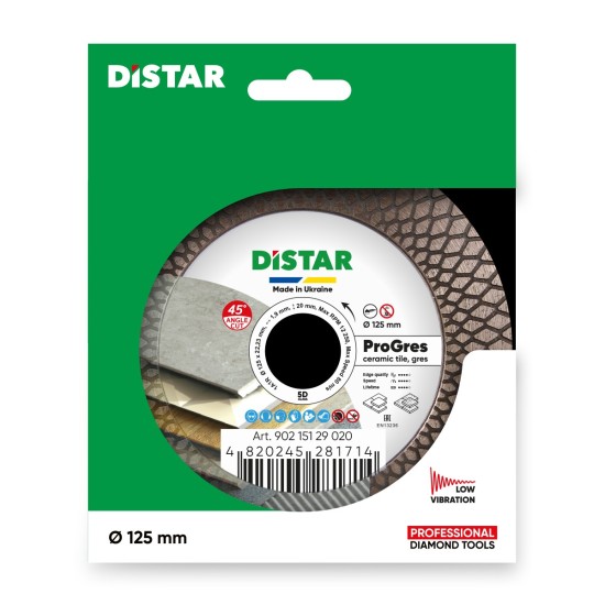 Diamond cutting disc 125x22.22x20x1.9mm 1A1R 125 PRO Gres Diamond cutting disc 125x22.22x20x1.9mm 1A1R 125 PRO Gres
